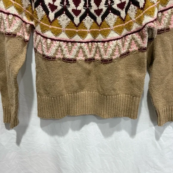 Sundance Fair Isle Knit Sweater PS Nordic Pattern Cotton Blend Crewneck Hippie - Picture 4 of 12